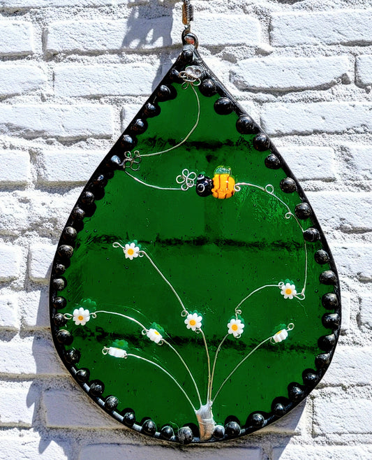 Bees & Flowers Teardrop Suncatcher