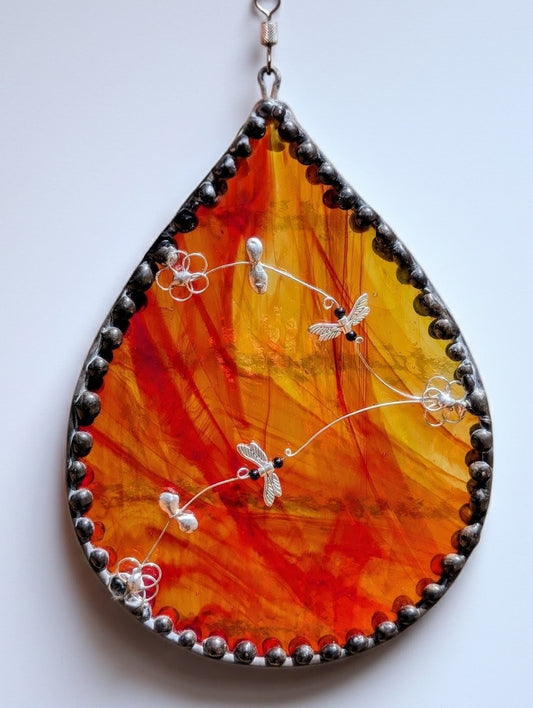 Dragonfly with Flowers Suncatcher